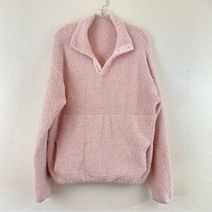 Skims Size Small/Medium Pink Sherpa Mock Neck Full Sleeve Pullover Sweater